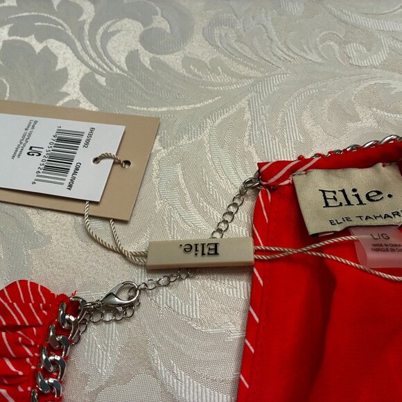 NWT Elie Tahari Chain Neck Pleated Halter Top - Sz Laege - Picture 6 of 10